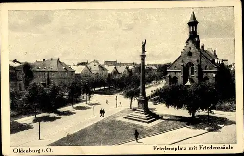 Ak Oldenburg in Oldenburg, Friedensplatz, Friedenssäule