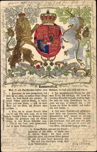 Präge Wappen Lied Ak Hannover in Niedersachsen, Hannoverlied