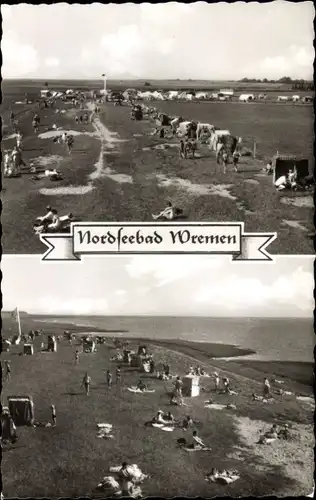 Ak Nordseebad Wremen Wurster Nordseeküste, Strand