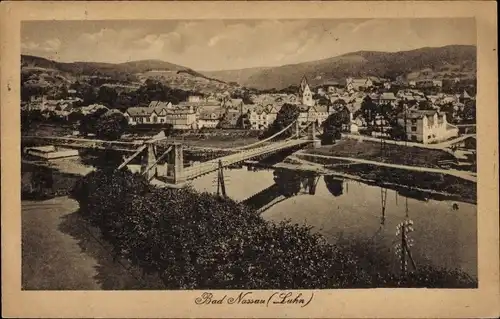 Ak Bad Nassau an der Lahn, Brücke, Panorama