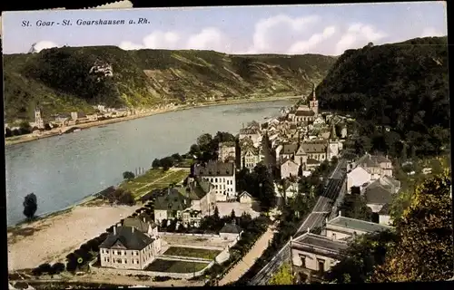 Ak Sankt Goarshausen am Rhein, St. Goar, Panorama