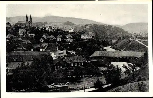 Ak Forbach im Murgtal Baden Württemberg, Totalansicht, Kirchturm, Brücke