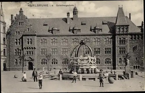 Ak Karlsruhe in Baden, Gutenbergschule
