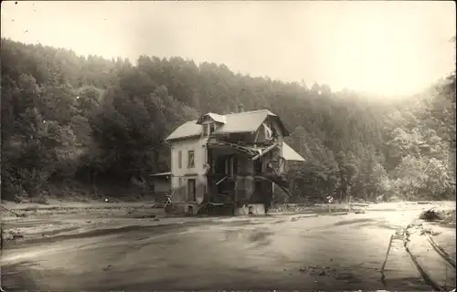 Foto Ak Glashütte in Sachsen, Unwetterkatstrophe 8.7.1927, Hausruine