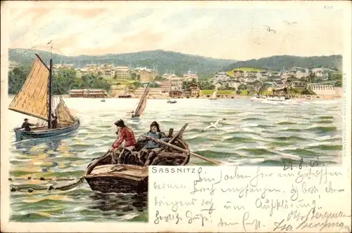 Litho Sassnitz auf Rügen, Panorama, Fischerboot