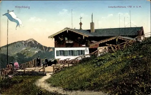 Ak Rottach Egern in Oberbayern, Hirschberghaus, Unterkunftshaus auf dem Hirschberg