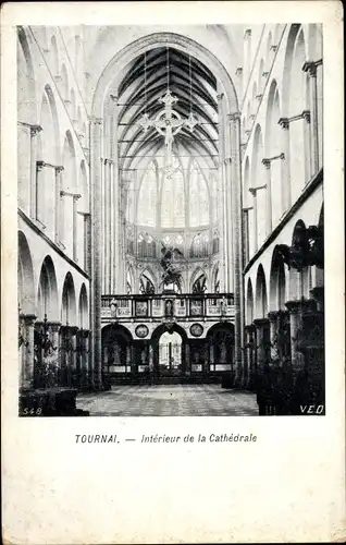 Ak Tournai Wallonien Hennegau, Innenraum der Kathedrale