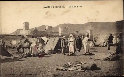 Ak Kasbah Kasba Khenifra Marokko, Blick auf den Souk