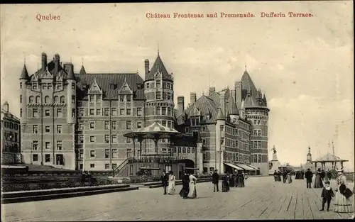 Ak Quebec, Kanada, Chateau Frontenac, Promenade, Dufferin Terrace