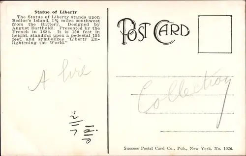 Ak New York City USA, Freiheitsstatue