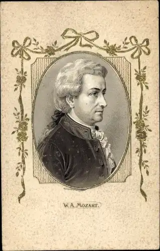 Präge Passepartout Ak Komponist Wolfgang Amadeus Mozart, Portrait