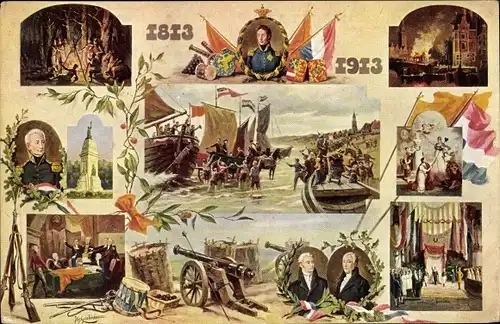 Künstler Ak Gerstenhauer, Gedenkaart van Neerland's Onafhankelukheid 1813 - 1913