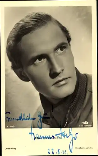 Ak Schauspieler Hannes Stelzer, Ross Verlag A 2509 1, Autogramm