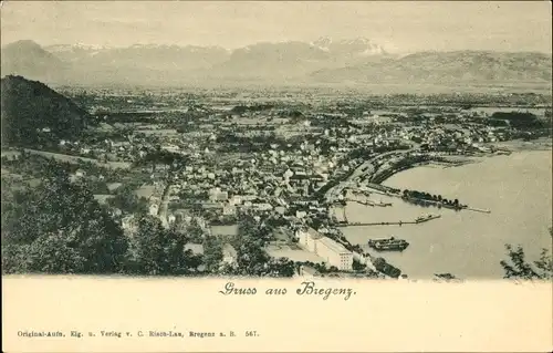 Ak Bregenz am Bodensee Vorarlberg, Gesamtansicht