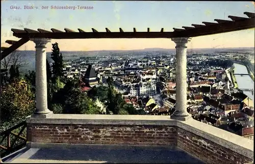 Ak Graz Steiermark, Blick von der Schlossberg-Terrasse