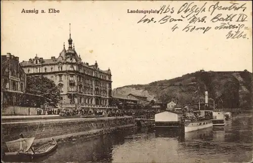 Ak Ústí nad Labem Aussig an der Elbe, Landungsplatz