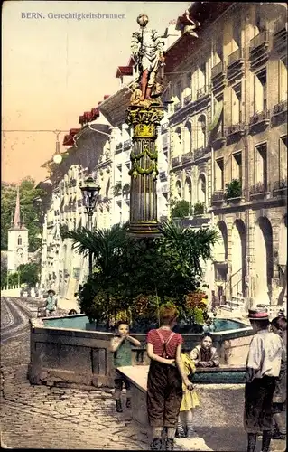 Ak Bern Stadt Schweiz, Gerechtigkeitsbrunnen