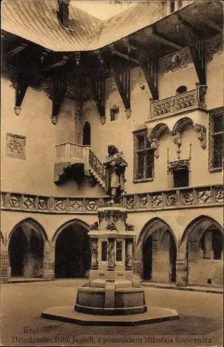 Ak Kraków Krakau Polen, Biblioteka Jagiellonska, Denkmal Mikolaja Kopernika