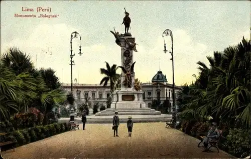 AK Lima, Peru, Bolognesi-Denkmal