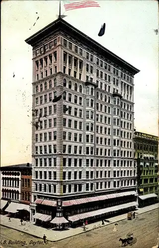 Ak Dayton Ohio USA, Hochhaus, Straßenpartie