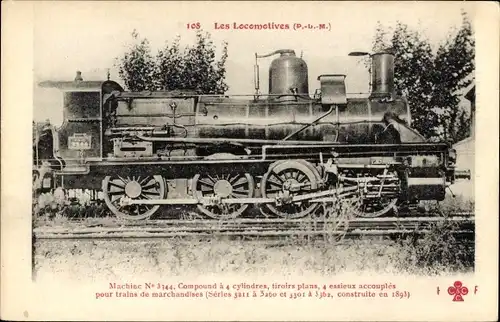 Ak Les Locomotives, Maschine Nr. 3344, Zug