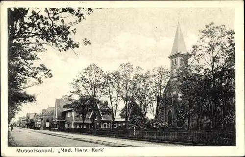 Ak Musselkanaal Groningen, Ned. Herv. Kerk