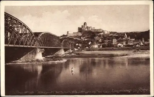 Ak Trenčín Trencsén Trentschin Slowakei, Teilansicht, Brücke