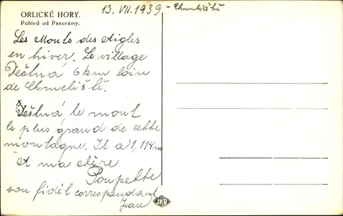 Ak Orlicke Hory Region Königgrätz, Panorama