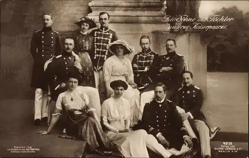 Ak Söhne und Töchter des Kaiserpaares, Kronprinz, Cecilie, Herzog Ernst August von Braunschweig