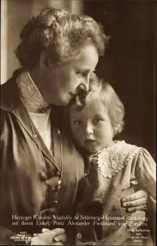 Ak Herzogin Karoline Mathilde zu Schleswig Holstein Glücksburg, Prinz Alexander Ferdinand v. Preußen