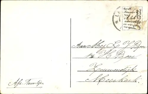 Gedicht Passepartout Ak Grüße aus, Mann schreibt einen Brief, Frau liest ihn