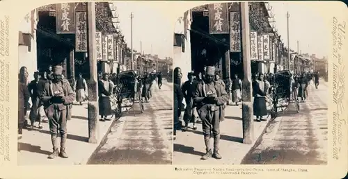 Stereo Foto Shanghai China, Nankin Road, einheimische Basare