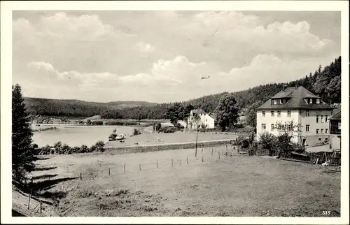 Ak Mühlberg Bad Lobenstein in Thüringen, Gasthaus Saaletal, Stausee