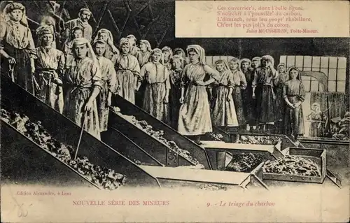 Ak Neue Serie von Bergleuten, Kohlesortierung