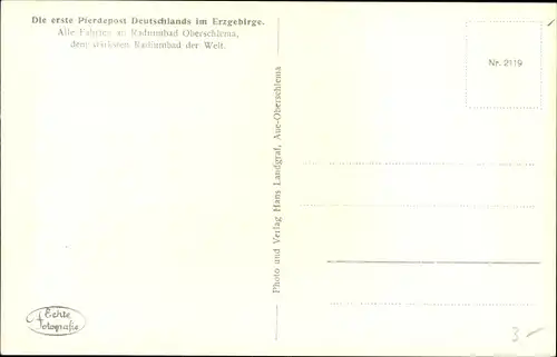 Ak Oberschlema Bad Schlema im Erzgebirge Sachsen, Erste Pferdepost Deutschlands, Postkutsche