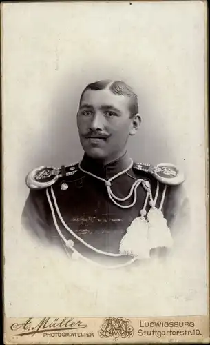 CdV Deutscher Soldat in Uniform, Portrait, Ulanen Regiment 20, Epauletten, Schützenschnur