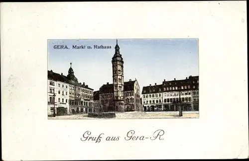 Passepartout Ak Gera Thüringen, Markt, Rathaus