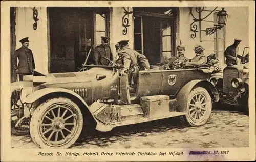 Ak Prinz Friedrich Christian von Sachsen, Besuch bei III/354, Automobil, I WK