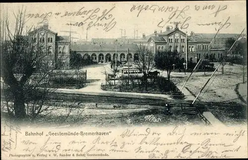 Ak Geestemünde Bremerhaven, Bahnhof, Bahnübergang