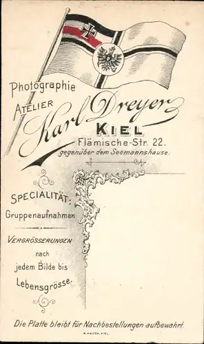 CdV Kiel in Schleswig Holstein, Seemann in Uniform, Portrait