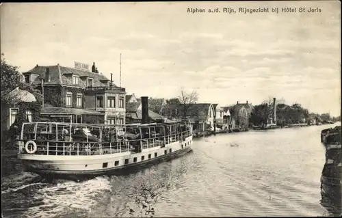 Ak Alphen aan den Rijn Südholland, Rijngezicht bij Hotel St Joris, Boot