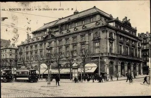 Ak Rouen Seine Maritime, Kunstmuseum, Straßenbahn