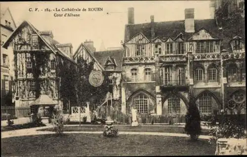 Ak Rouen Seine Maritime, Cathedrale, Cour d'Albane