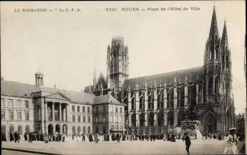 Ak Rouen Seine Maritime, Place de l'Hotel de Ville