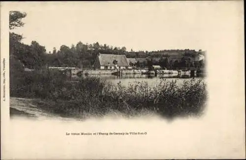 Ak Cernay la Ville Yvelines, Die alte Mühle und der Teich