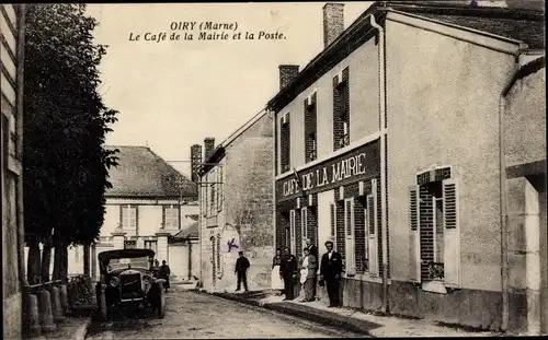 Ak Oiry-Marne, Le Café de la Mairie, La Poste