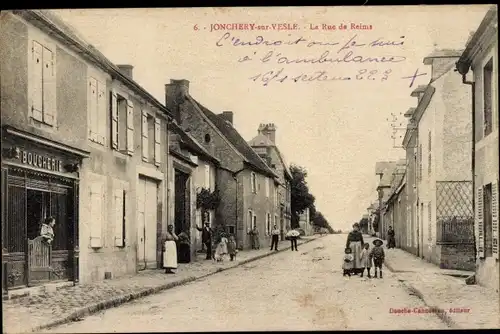 Ak Jonchery-sur-Vesle Marne, La Rue de Reims