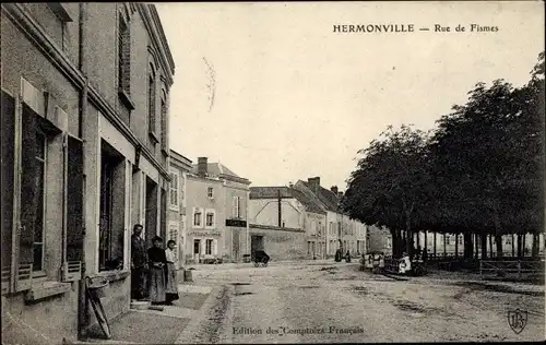 Ak Hermonville-Marne, Rue de Fismes