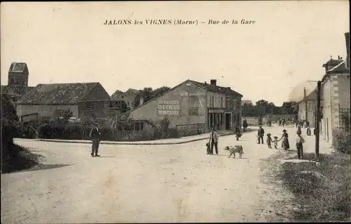 Ak Jalons les Vignes Marne, Rue de la Gare