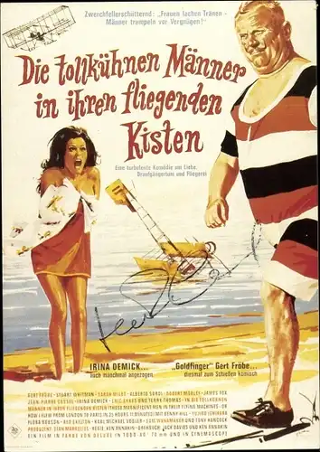 Ak Filmplakat Die tollkühnen Männer in ihren fliegenden Kisten, Jean Pierre Cassel, Autogramm